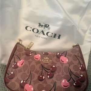 Coach Cherry Patterned Brown Shoulder Bag